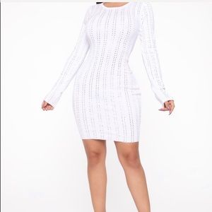 White mini dress with sliver gems